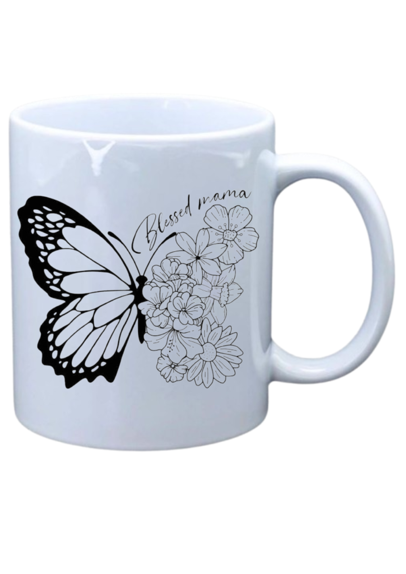 Blessed mama with butterfly and flowers