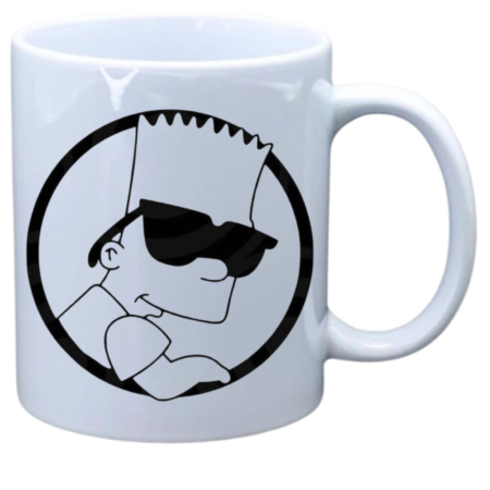 White mug with Bart Simpson