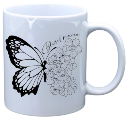 Blessed mama with butterfly and flowers