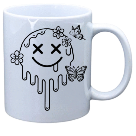 Smiley with butterflies and flowers